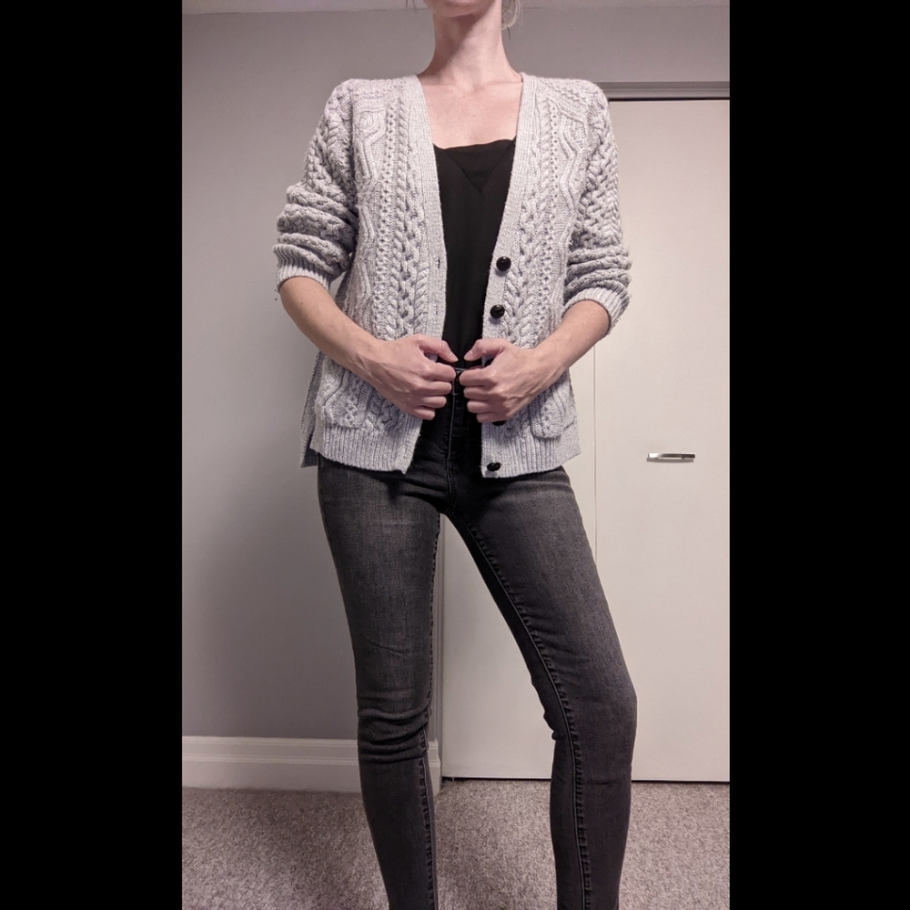 Topshop Grey Chunky Cable Knit Cardigan UK 10/US 6.